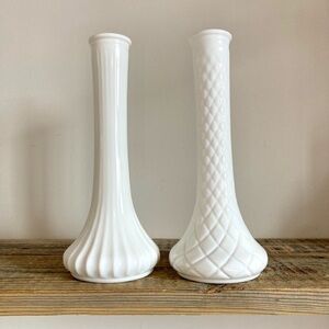 Vintage milk glass vases set of 2